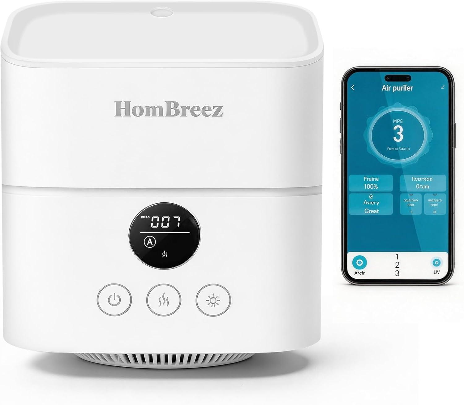 Ashenby Air Purifier and Humidifier Combo for Bedroom, H13 True HEPA Filter