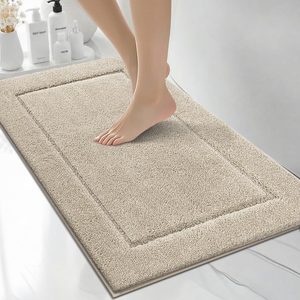 Aldernest Extra Soft Bathroom Rug 20" x 30", Bath Mat, Throw Rug for Kitchen, Beige, 60 Square Feet