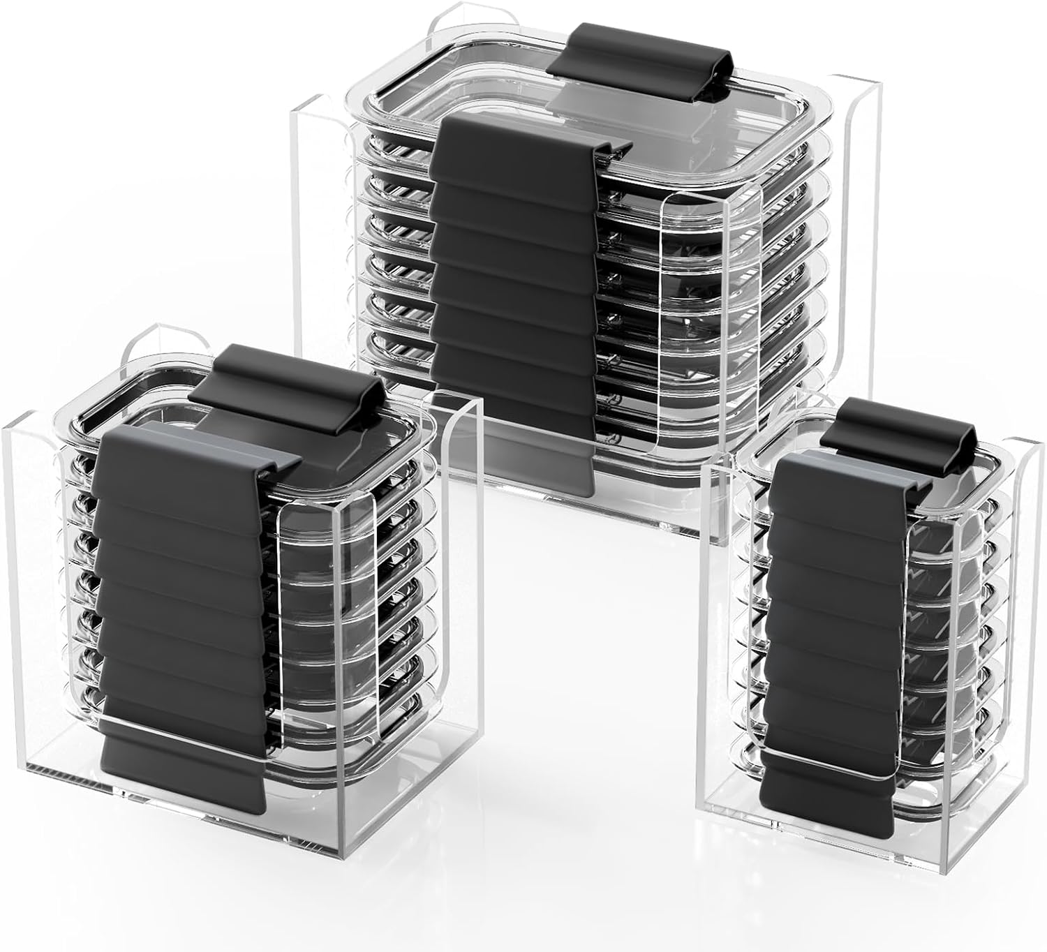 Ashenby Acrylic Lid Organizer for Rubbermaid Brilliance Storage Containers, 3-Piece, 15.2 ounces, Clear