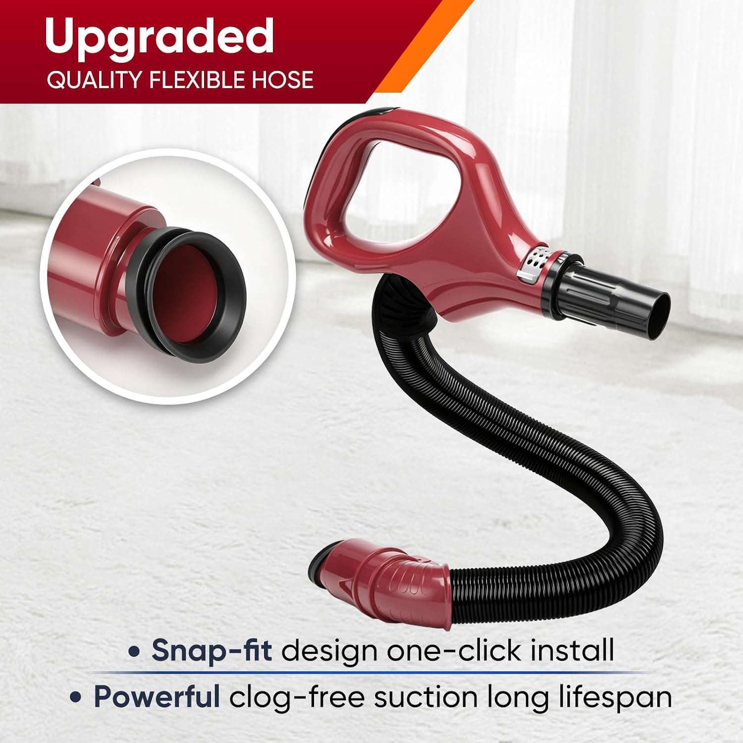 DomiCasa ZU561 Replacement Hose Handle for Shark Navigator Lift Away Upright Vacuum, Red Peony