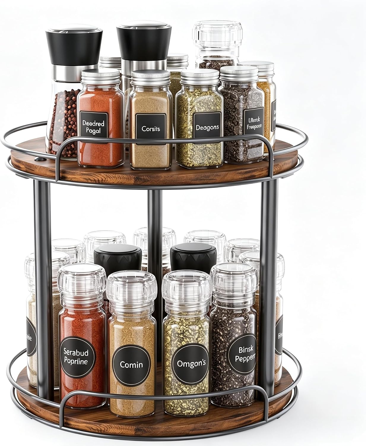 Aldernest 2-Tier Lazy Susan Spice Rack, 10'' Rotating Turntable for Cabinet, 2.5 pounds