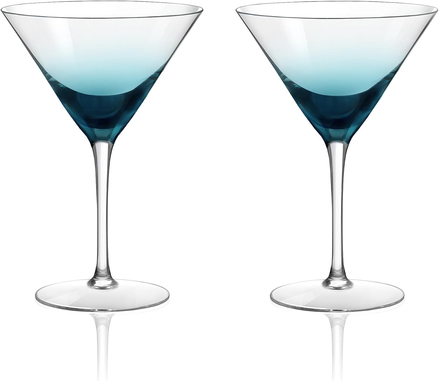 Ashenby Blue Ombre Martini Glasses Set of 2, 11 Ounces, Blue martini glasses