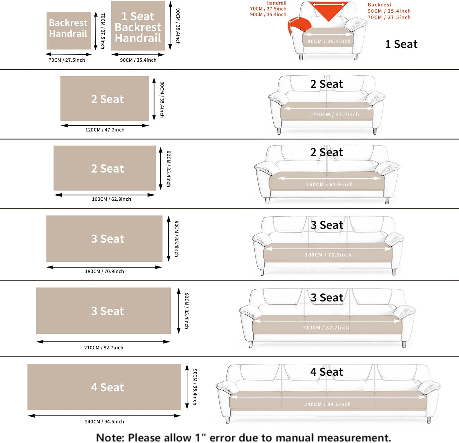Aldernest Couch Cover, Non-Slip Sofa Covers Washable for Dogs, Beige White
