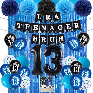 Tanglewick 13th Birthday Decorations for Boys, Teenager Party Supplies, Blue Black, 32