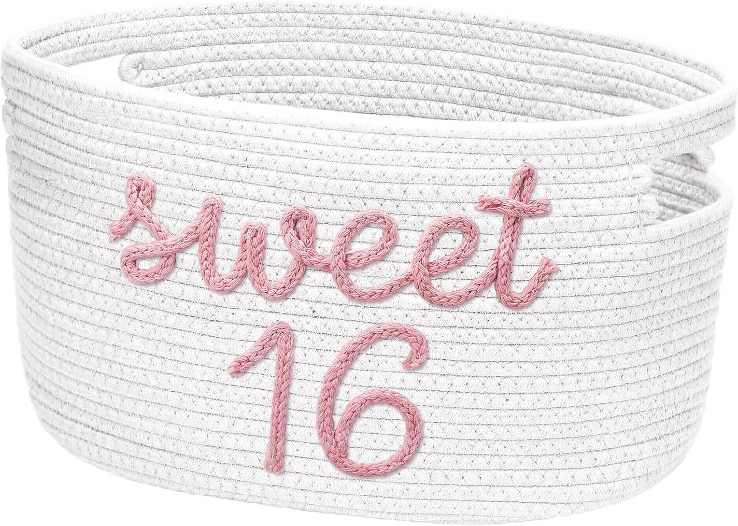 Aldernest Sweet 16 Birthday Gifts Basket with Handles 15 x 9.1 x 7.8 Inch, 1.3 pounds, white, pink