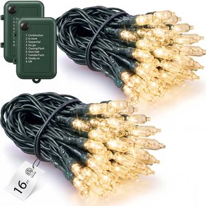 LumeraHome Battery Operated Christmas Srting Lights, 50 Count 16FT Warm White, 2 Count