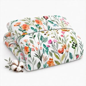 Aldernest Queen Floral Fitted Sheet, 100% Cotton, 16" Deep Pocket, 1-Piece