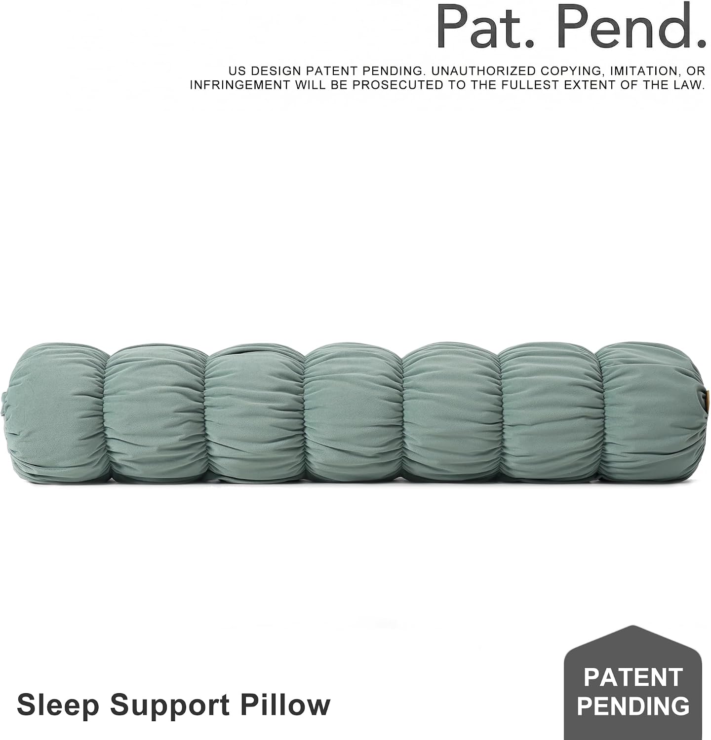 Aldernest Pat. Pend. Long Cylinder Pillow for Bed, 47 Inch, Green, 47"x 7.87"