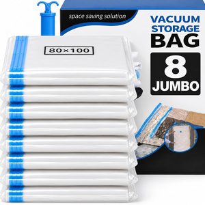 Aldernest Jumbo Vacuum Storage Bags, 40 x 31 in, 8 Pack XXL Space Saver Bags, 2.4 pounds, Clear