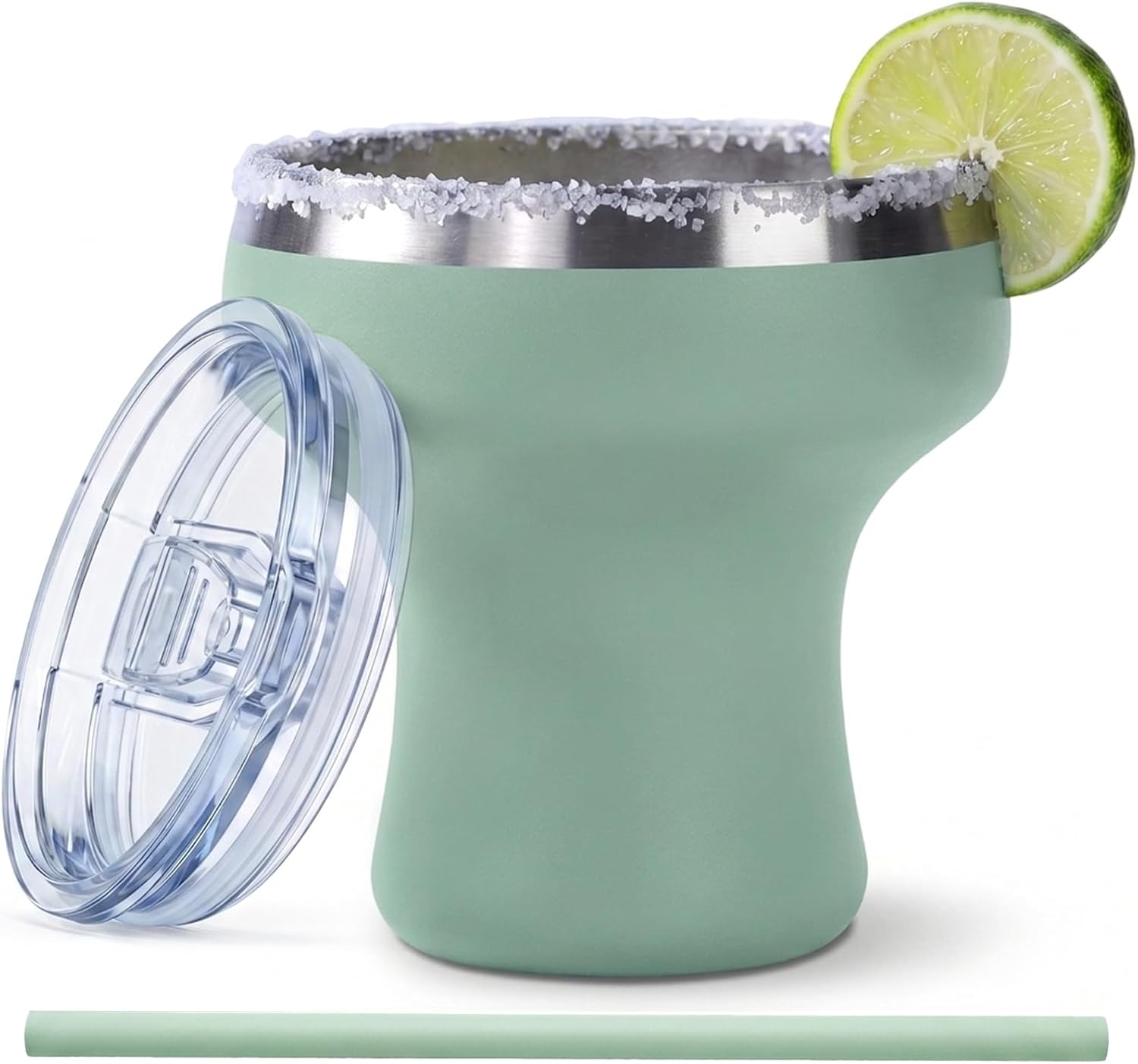 Ashenby 11 oz Vacuum Insulated Margarita Tumbler - Stainless Steel Margarita Cup with Lid & Straw - Shatterproof Cocktail Tumbler for Ice-Cold Sips by