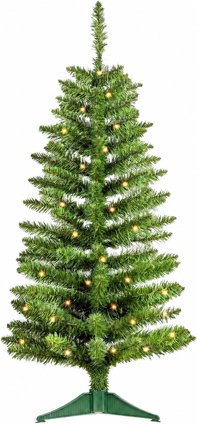Aldernest 4ft Green Christmas Tree with Light, Small Artificial Xmas Tree