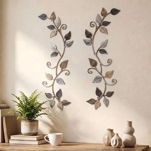Aldernest 2 Pcs Metal Tree Leaf Scroll Wall Art Vine Hanging Decor Bronze, 12 ounces, 15.7 x 6.3 inches