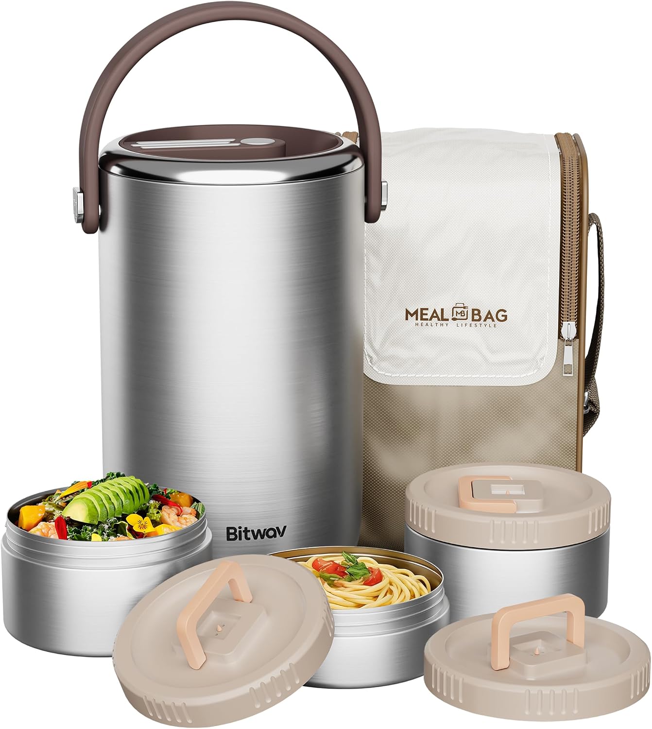 Aldernest 86oz Stainless Steel Vacuum Insulated Food Jar for Hot & Cold Food, Silver