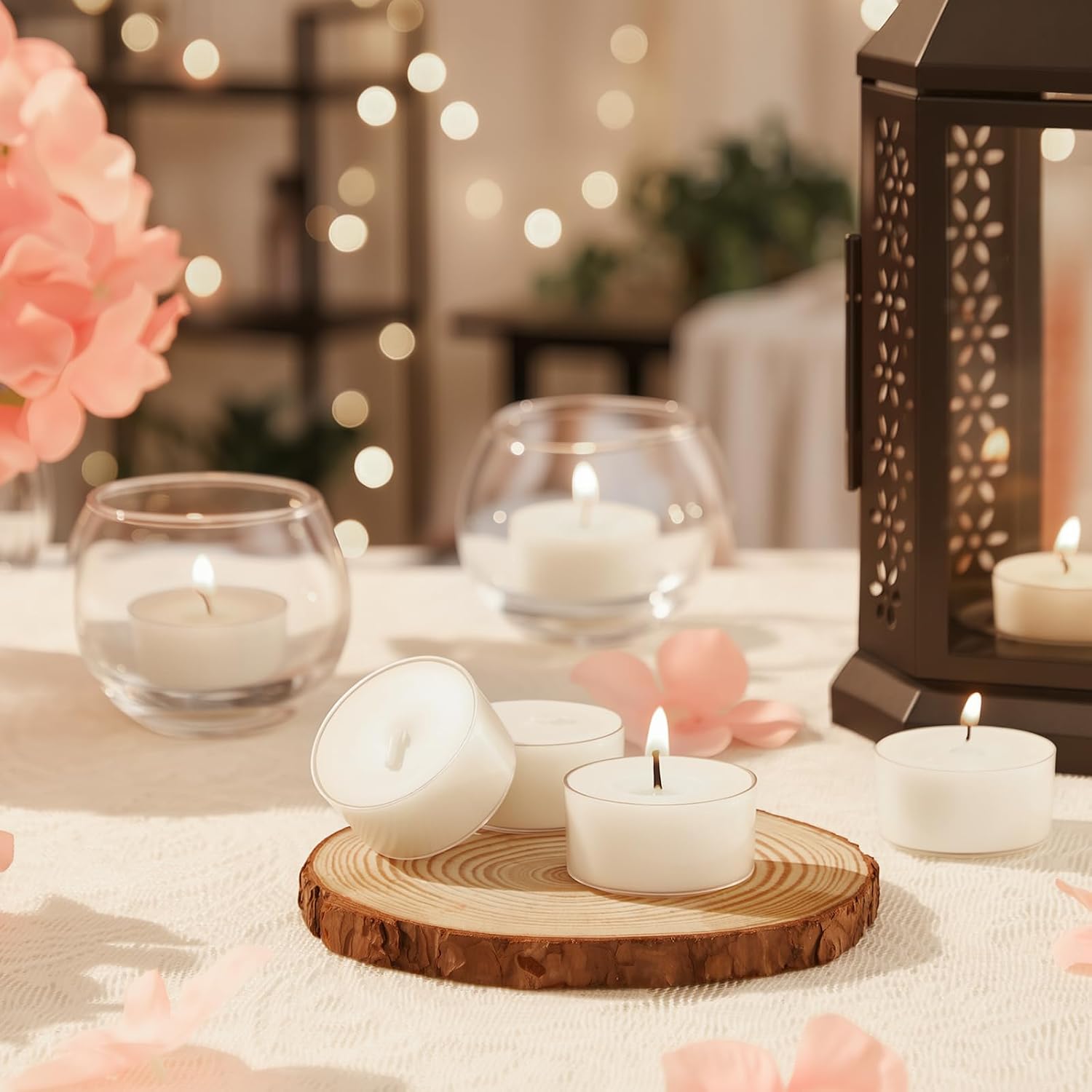 Barleyfield Tea Lights 100 Pack, 6-Hour Votive Candles Smokeless Unscented, White