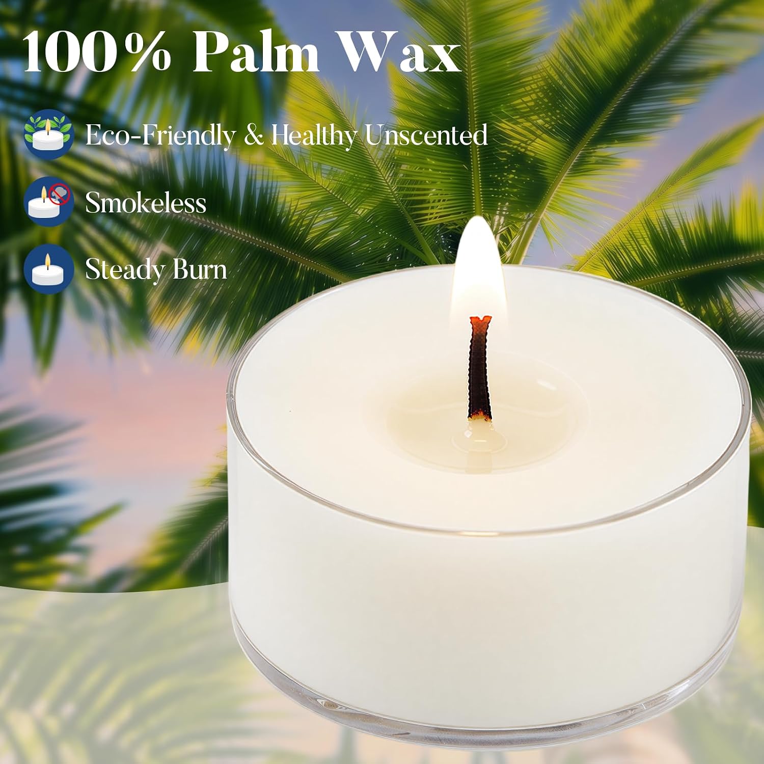 Barleyfield Tea Lights 100 Pack, 6-Hour Votive Candles Smokeless Unscented, White