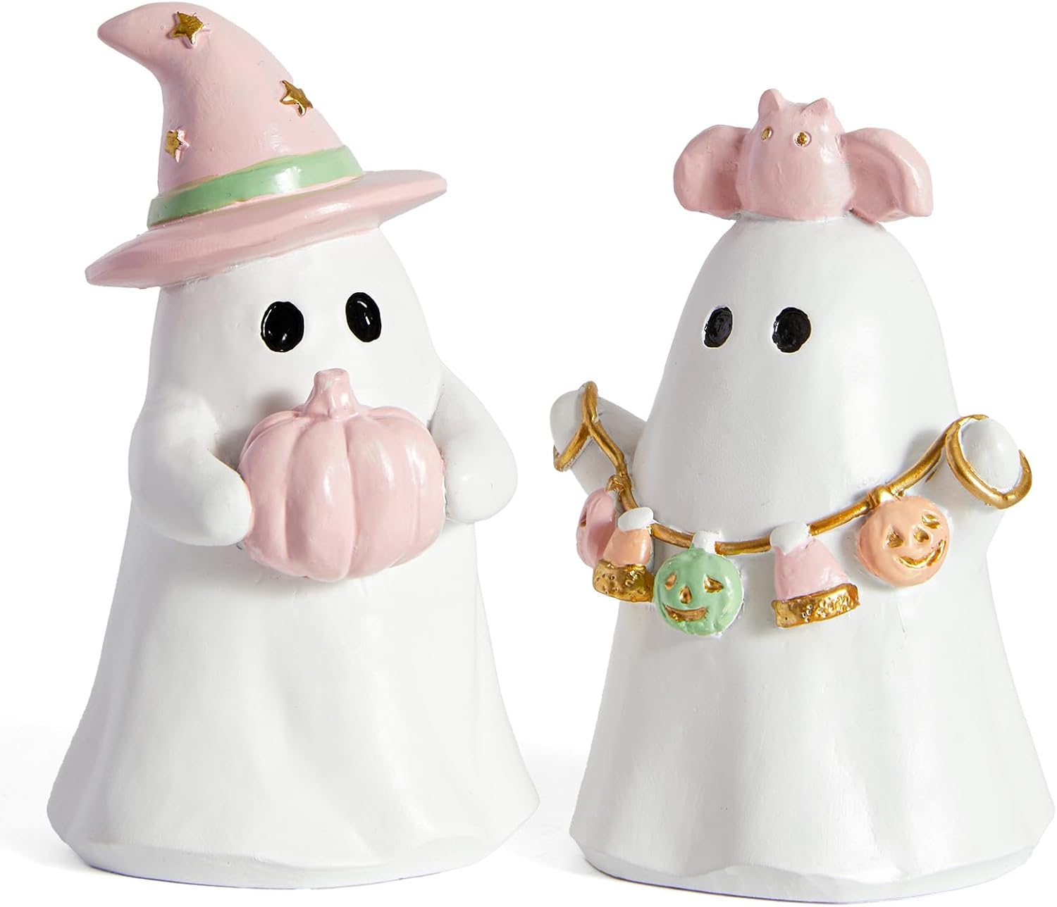 Aldernest Halloween Decor Indoor, Pastel Pink Ghost Decorations for Home, White & Pink, 2 Count