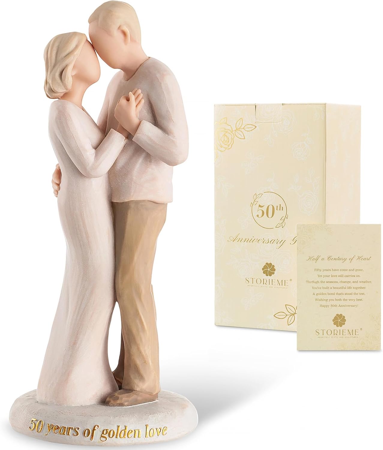 Ashenby 50th Golden Anniversary Wedding Figurine Gifts for Couple Parents