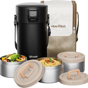Aldernest 77oz Stainless Steel Insulated Food Jar, 3 Tier Stackable Bento Lunch Box