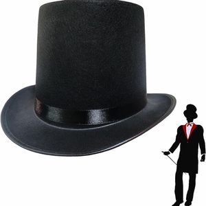 Birchmont 6.8" Tall Black Top Hat for Men and Women Black Magician Butler Formal Costume Hat