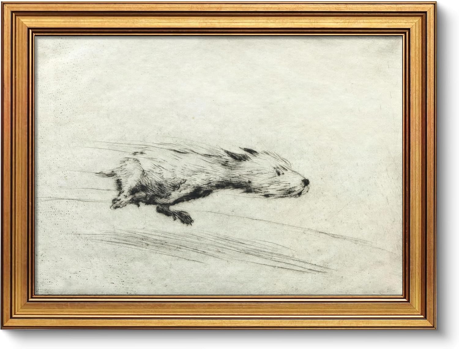 Aldernest Dog with Zoomies Framed Wall Art Sketch Dog Wall Decor 9×11in, 1.6 ounces