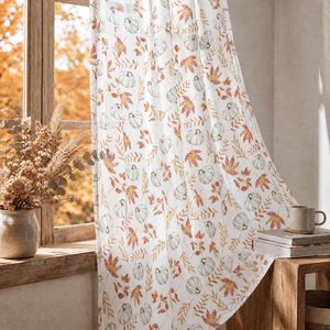 VelloHome 2Pcs Fall Sheer Curtains for Window 52x84in, Pumpkin Leaf, Orange
