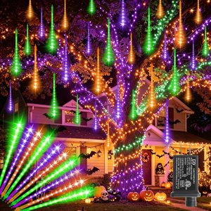 Lintonhome Orange Purple Green Halloween Lights Outdoor, 240 Count