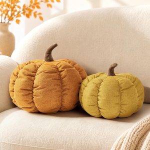 Aldernest Pumpkin Pillows Set of 2, 14" Burnt Orange & Mustard Fall Pillows, Burnt Orange & Mustard-textured