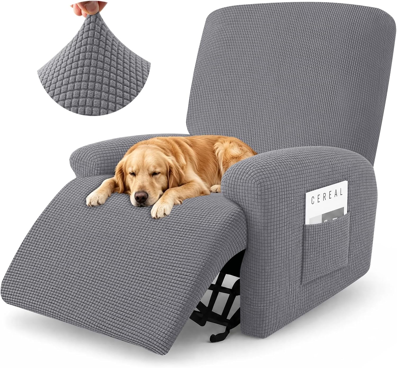 Ashenby 3-Piece Classic Recliner Chair Covers, Light Gray