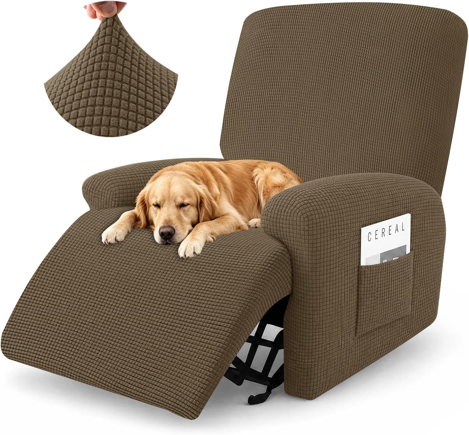Ashenby 3-Piece Classic Recliner Chair Covers, Brown