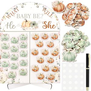 NestoraHome 63 Pcs Fall Pumpkin Gender Reveal Decoration Voting Game Board, 15.5 ounces