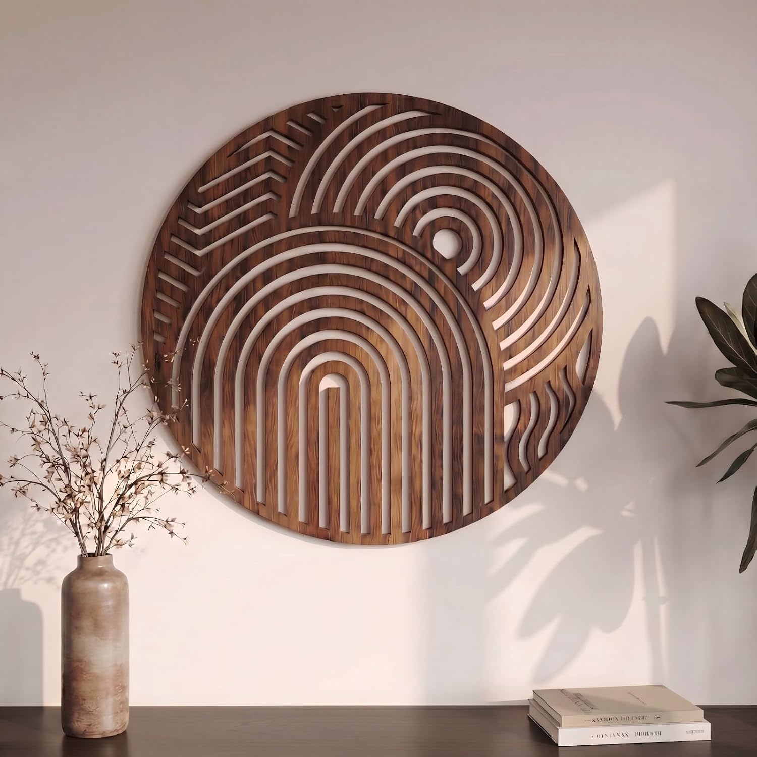 Maplewick Mcm Decor Mid Century Modern Wood Wall Art, Circular, 9.92 ounces, 23.6"L x 14.6"W