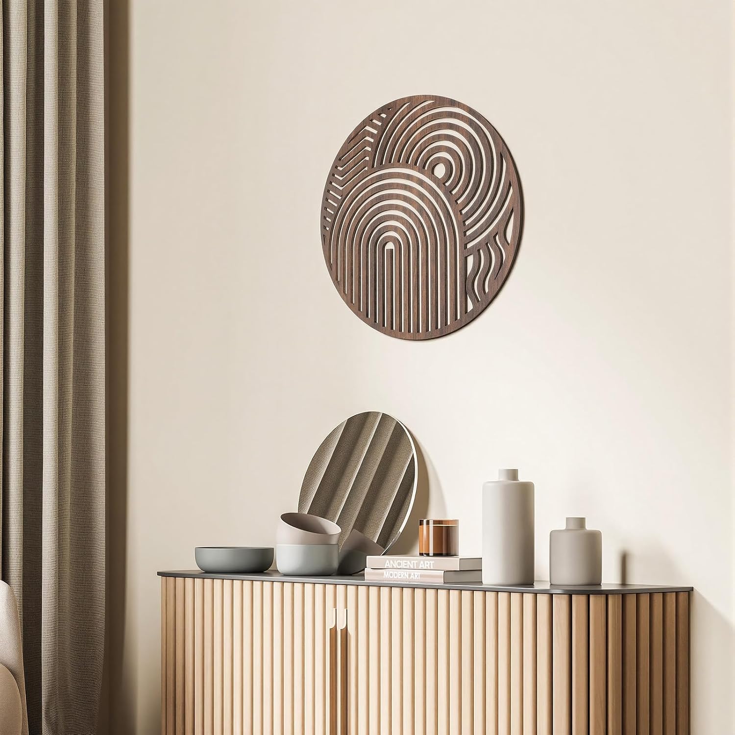 Maplewick Mcm Decor Mid Century Modern Wood Wall Art, Circular, 9.92 ounces, 23.6"L x 14.6"W