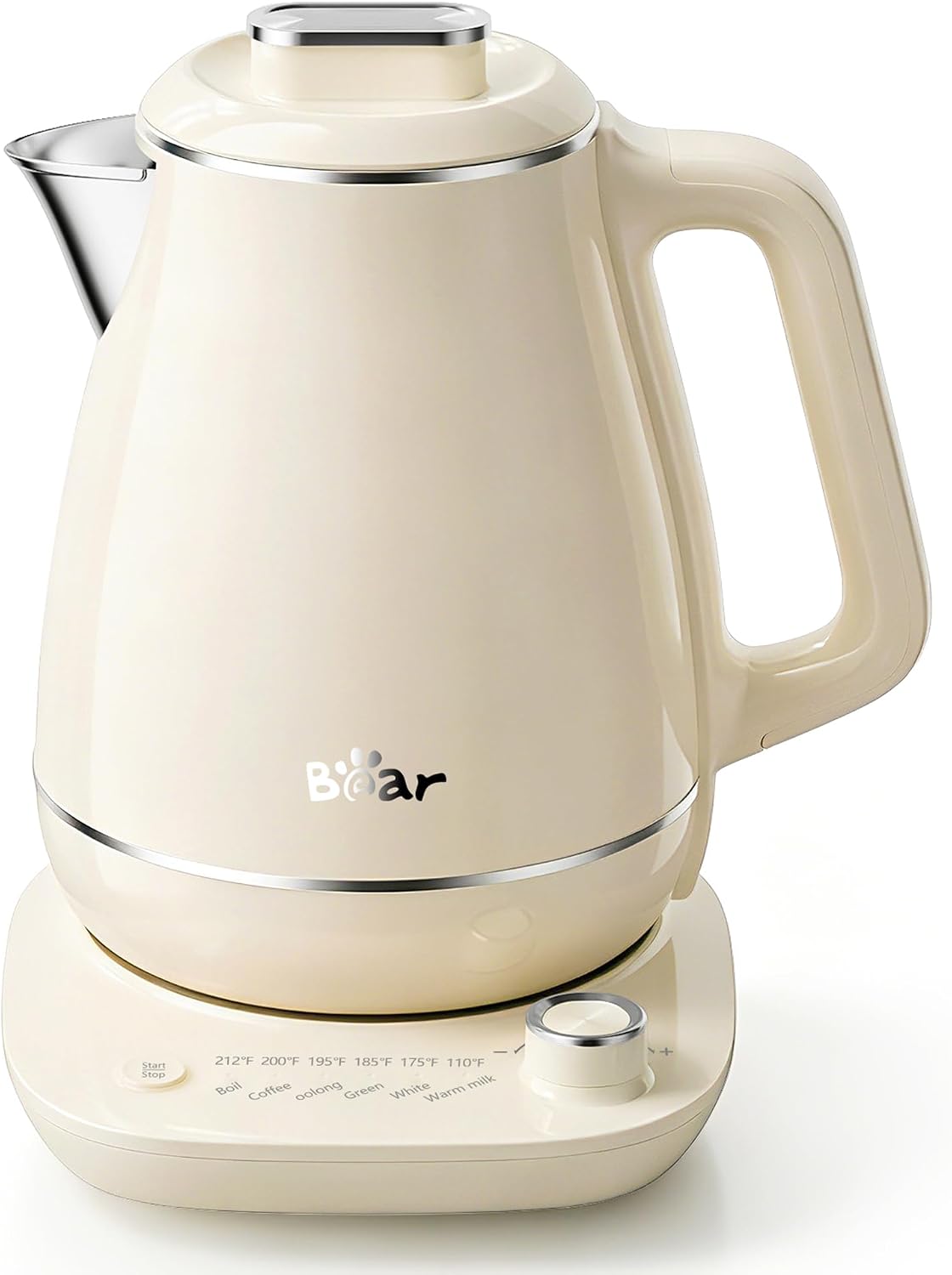 Aldernest Electric Kettle, 1.5L 304 Stainless Steel Water Boiler, Cream