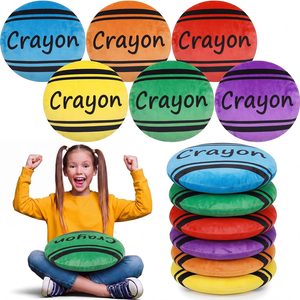 Aldernest 6 Pcs Crayon Floor Pillows for Classroom 15 Inch Crayon Throw Pillows Preppy Floor Seating Cushion Chair Pads for Back to School First Day