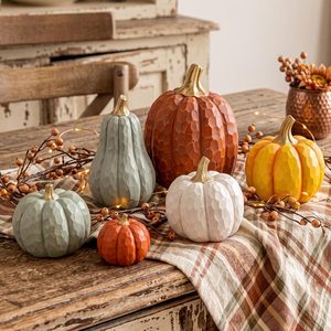 Rowanmere 6 Pcs Fall Pumpkins Decor for Home Table Assorted, Natural Color, 2.7 pounds