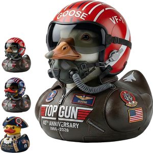 Oakmere Large Size USA 250th Anniversary Duck Resin Ornament, Top Gun 40th Pilot Goose, Blue