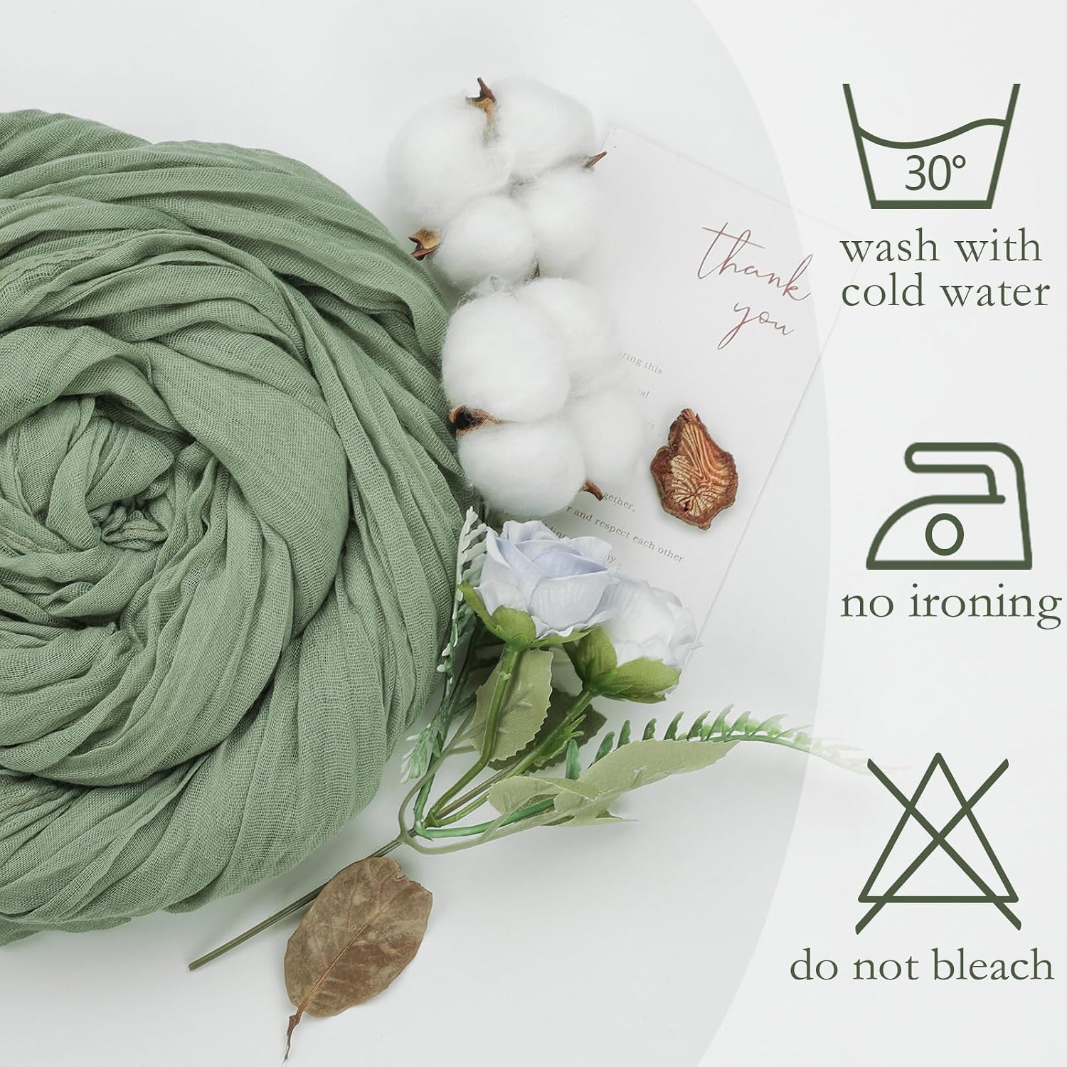 Aldernest 12 Pack Sage Green Cheesecloth Table Runner 17 x 108 Inch, 12 Pcs - 9Ft