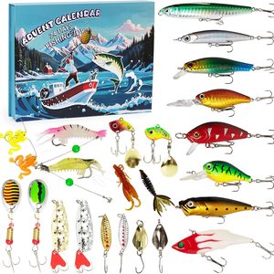 Aldernest Fishing Advent Calendar 2026 Christmas Countdown, 24 Days Lure Fishing Kit, blue