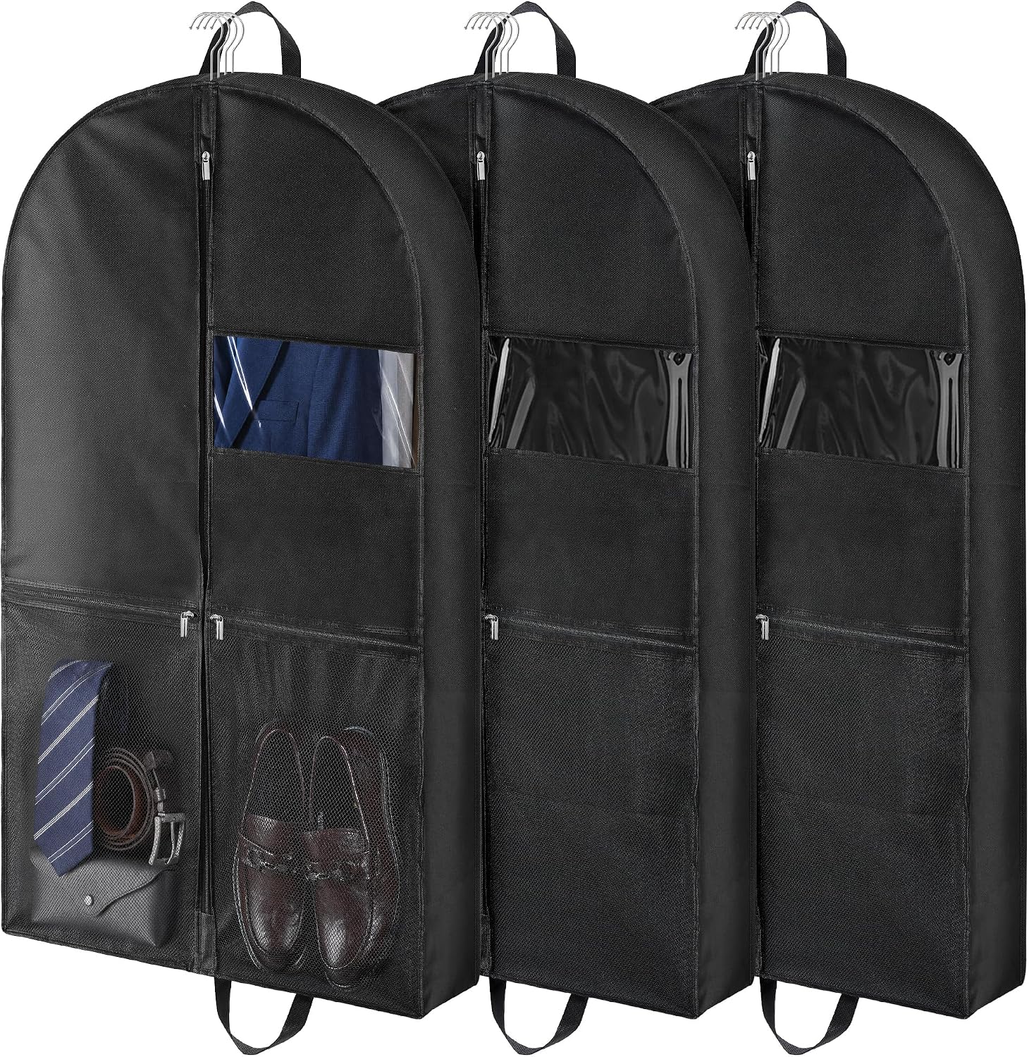 Ashenby 43" Suit Bags with Shoe Storage for Closet Storage and Travel, Black