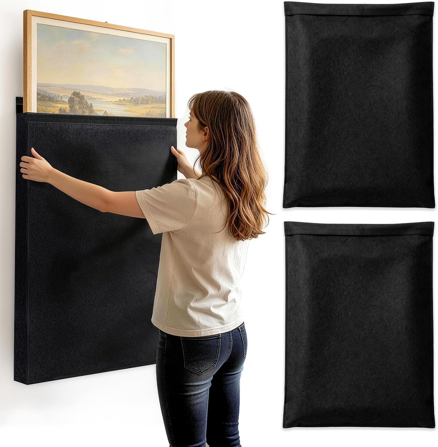 Ashenby 40" x 30" Felt Picture Frame Moving Bag, Black