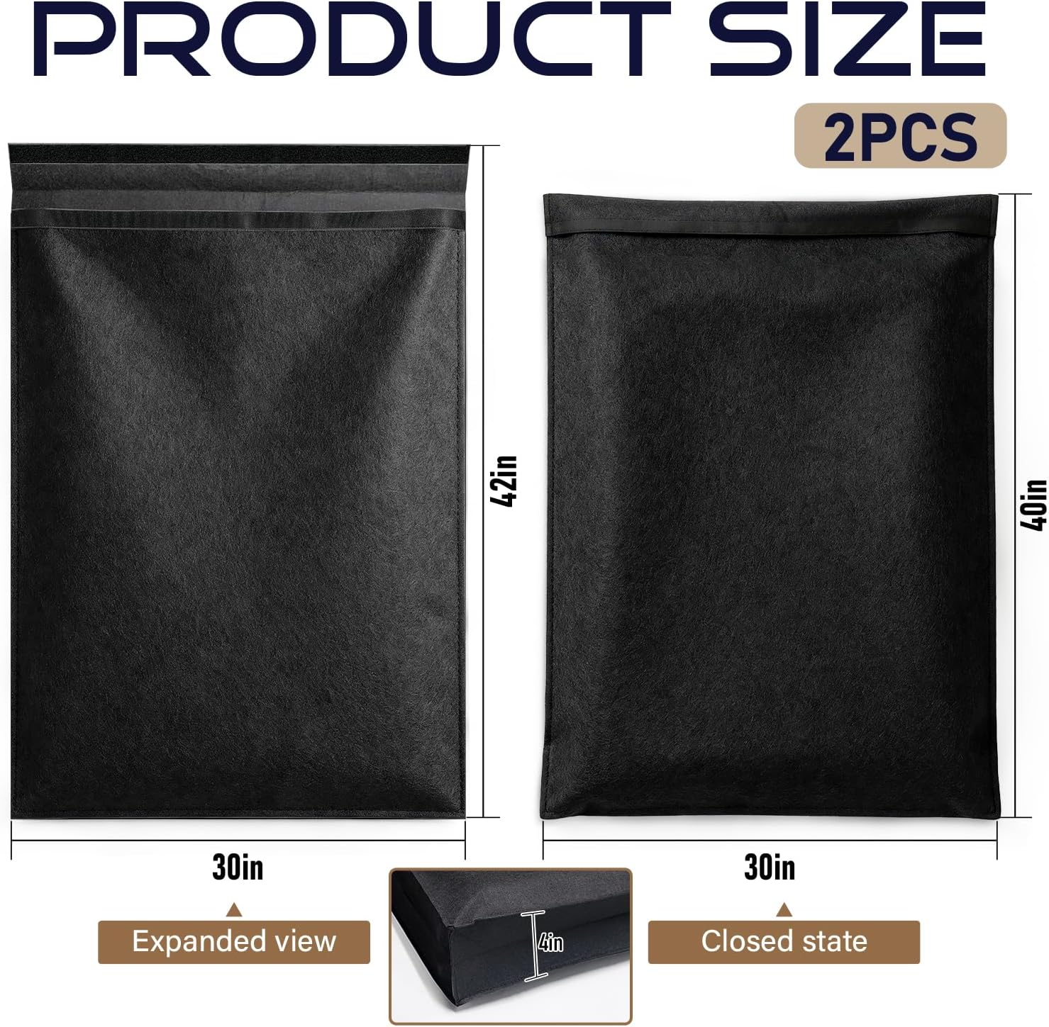Ashenby 40" x 30" Felt Picture Frame Moving Bag, Black