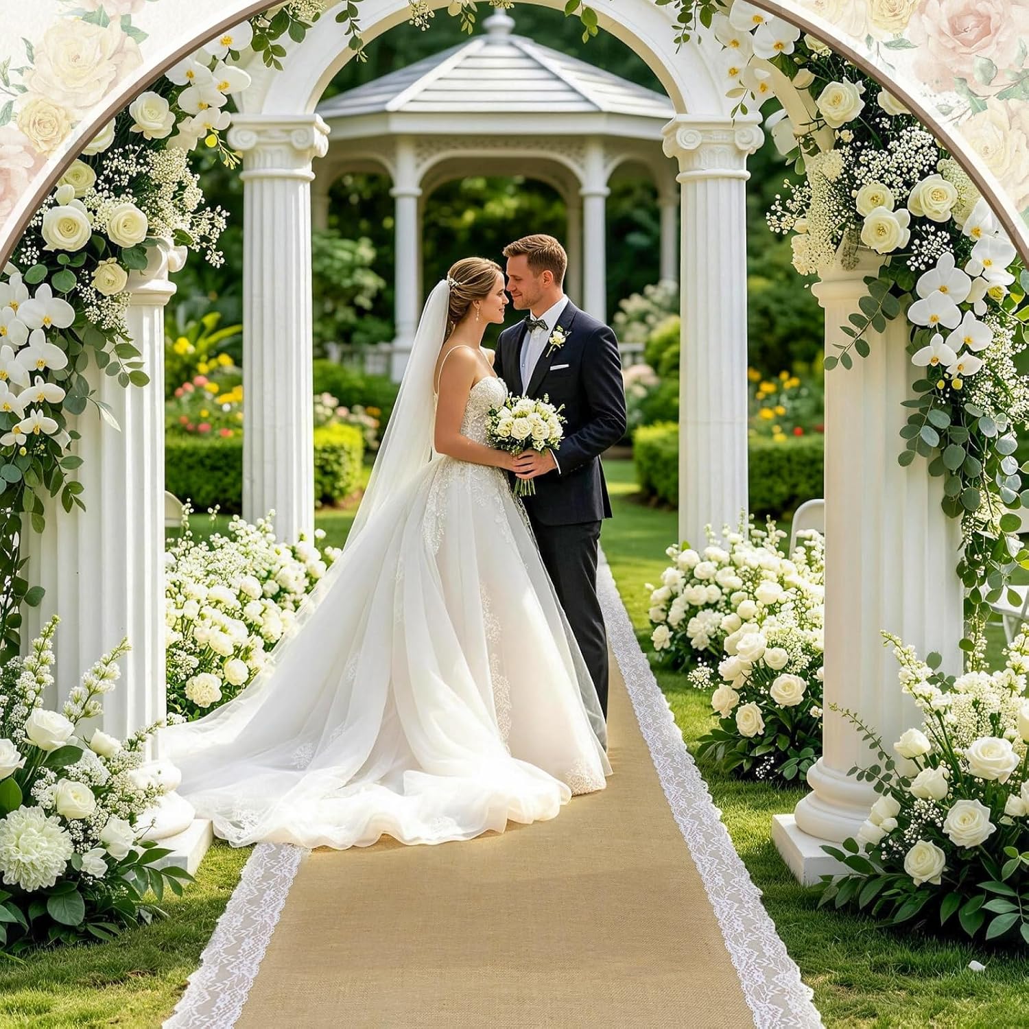 Ashenby 3 ft x 20 ft Burlap Aisle Runner for Wedding, 60 Square Feet