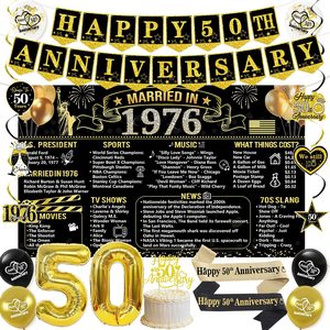 Aldernest Black Gold 50th Anniversary Decorations for Women Men, 40