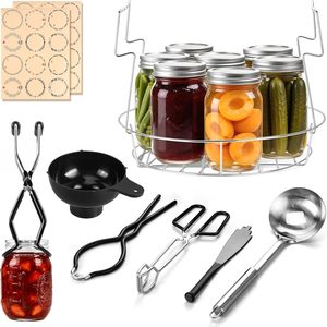Barleyfield Canning Supplies Starter Kit with Rack, Home Canning Tools Set, 2.42 pounds