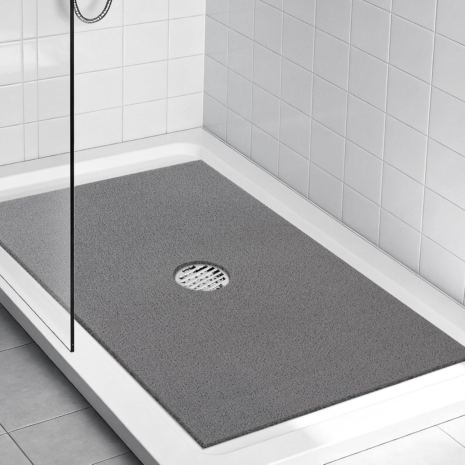 Aldernest Non Slip Shower Mats for Inside Shower, 32" x 20" (Rectangular), Gray