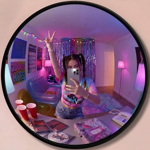 Aldernest Retro Y2k Party Decor 12'' Round Acrylic Convex Mirror, Black