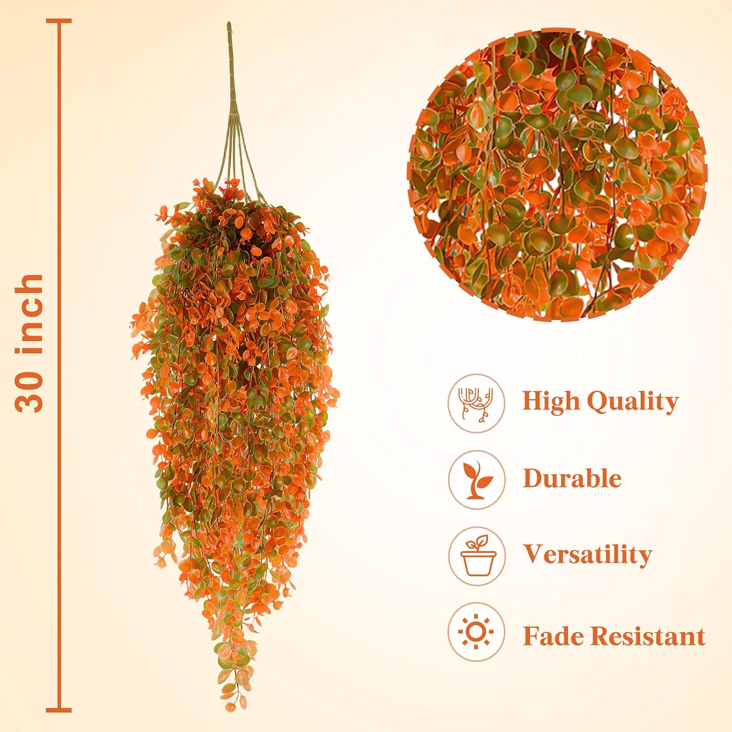 Ashenby 2Pcs Fake Fall Hanging Plants Faux Greenery for Outdoor Planters Wall Plants Hanging Plants Artificial Decor Trailing Plants for Indoor