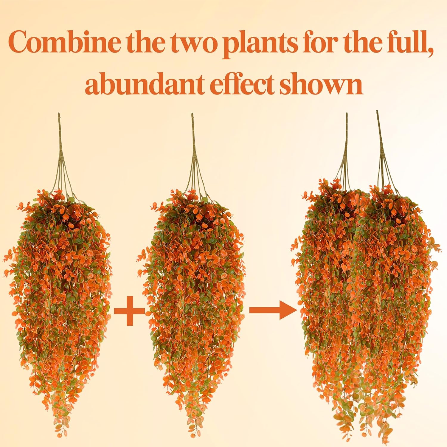 Ashenby 2Pcs Fake Fall Hanging Plants Faux Greenery for Outdoor Planters Wall Plants Hanging Plants Artificial Decor Trailing Plants for Indoor
