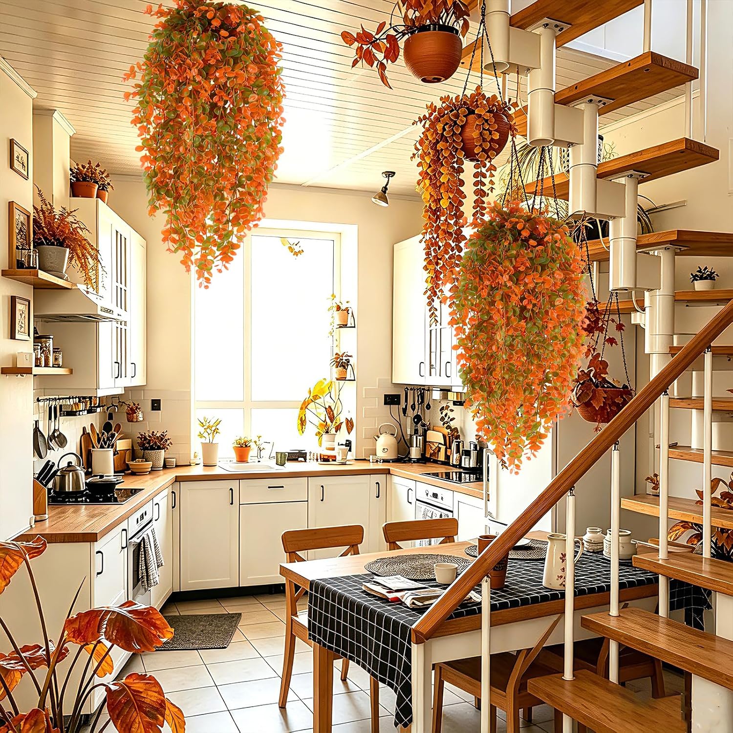 Ashenby 2Pcs Fake Fall Hanging Plants Faux Greenery for Outdoor Planters Wall Plants Hanging Plants Artificial Decor Trailing Plants for Indoor