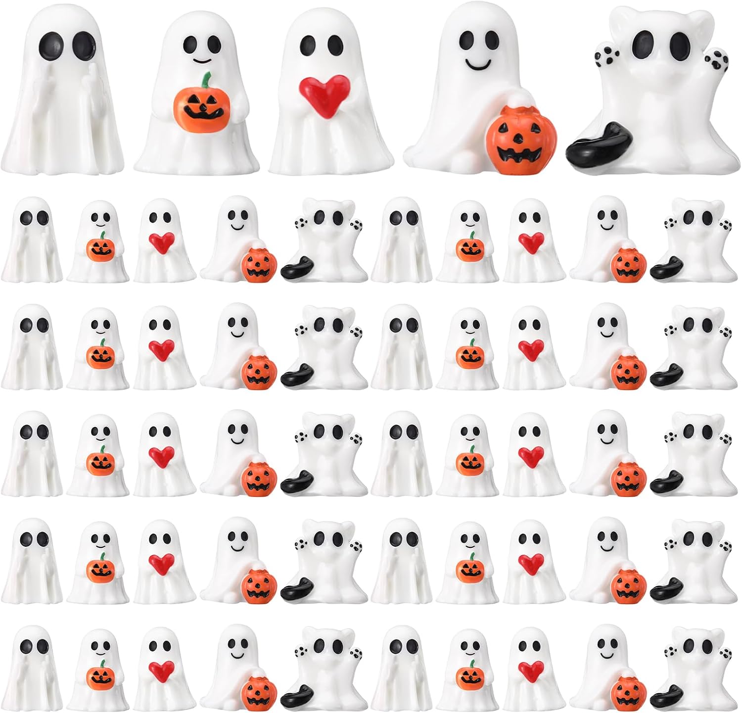 Maplewick 50 Pcs Mini Halloween Ghost Figurine Spooky Resin Ghost Statue, 12.6 ounces